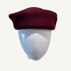 Henry Pollak Belvedere Vintage Burgundy Wool Felt Pillbox Hat 1940s 50s